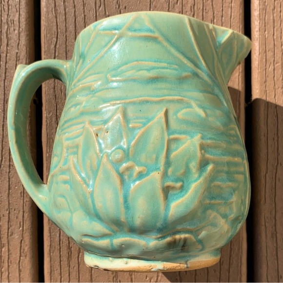 ANTIQUE McCOY POTTERY WATERLILY PITCHER EXTREMELY RARE NO. 124, CIRCA 1920 - Picture 3 of 12